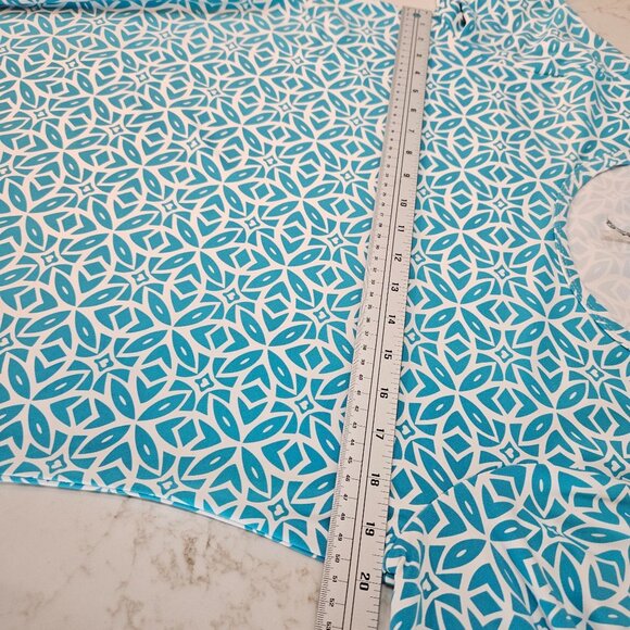 Lulu-B Turquoise & White Geometric Print Dress Large UPF Catalina Cloth - Picture 8 of 10